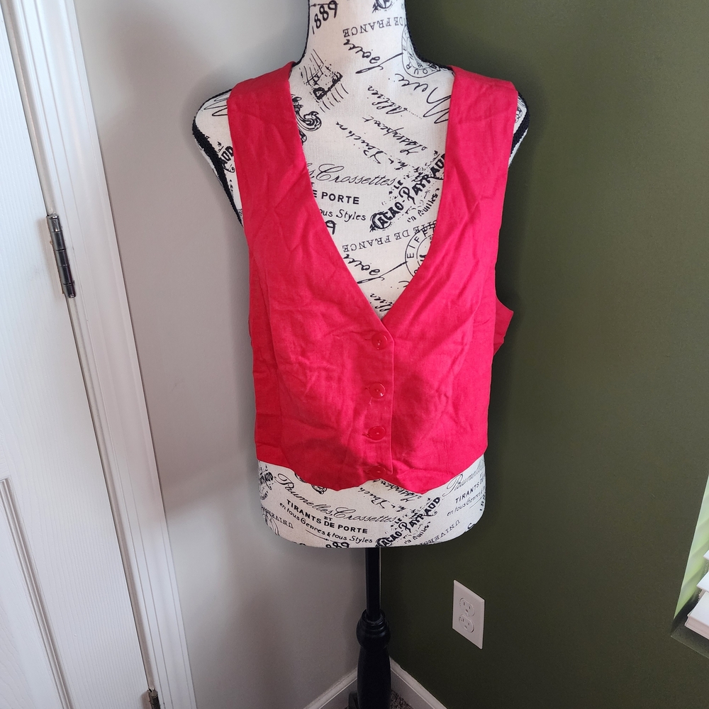 Pink and Cream Sleeveless Crop Tank Top